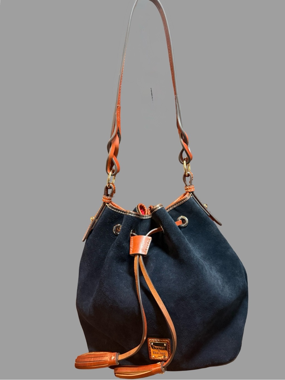Vintage Dooney & Bourke Suede Tasha Drawstring Shoulder Bag